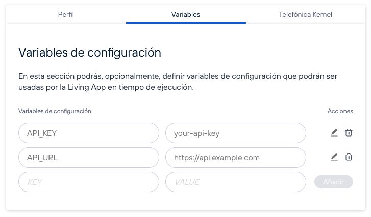 screenshot of an example config entries at Maker CMS
