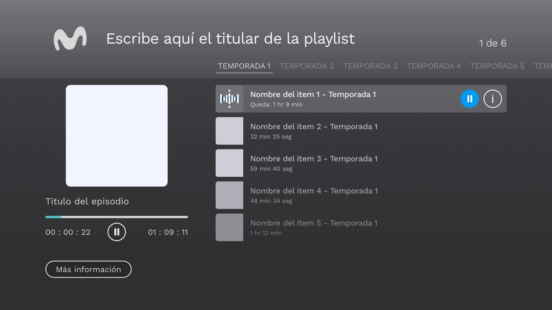 Navegación por los items Navegación por los items